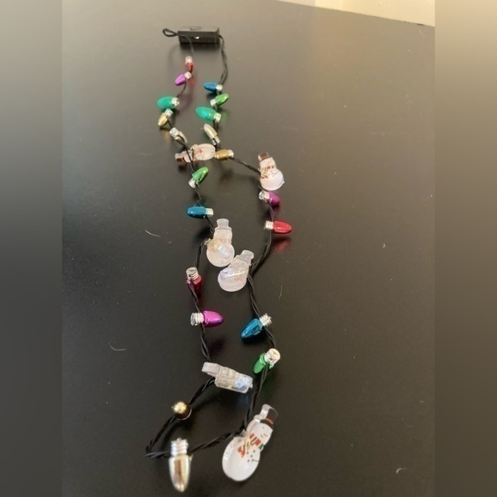 Long flashing santa Christmas necklace